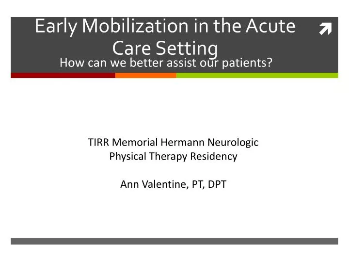 early mobilization in the acute care setting