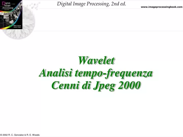 wavelet analisi tempo frequenza cenni di jpeg 2000