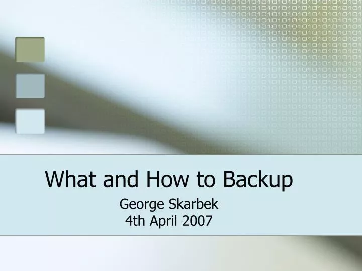 what and how to backup