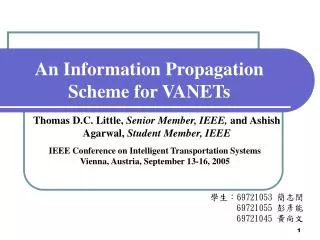 An Information Propagation Scheme for VANETs