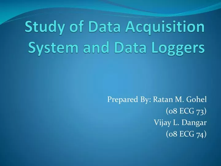 study of data acquisition system and data loggers
