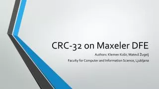 CRC-32 on Maxeler DFE