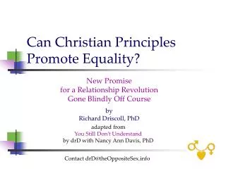 Can Christian Principles Promote Equality?