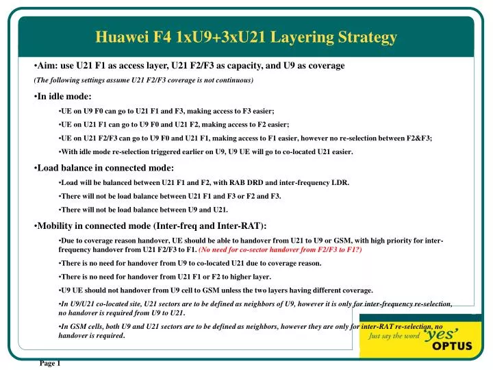 huawei f4 1xu9 3xu21 layering strategy