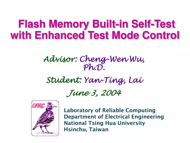flash memory built in self test with enhanced test mode control