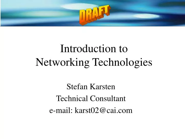introduction to networking technologies