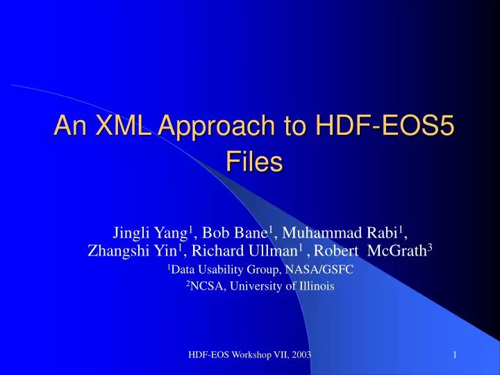 an xml approach to hdf eos5 files