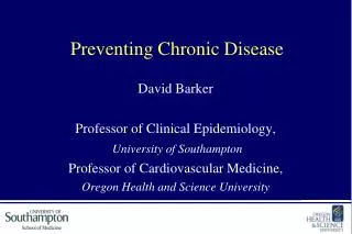 Preventing Chronic Disease