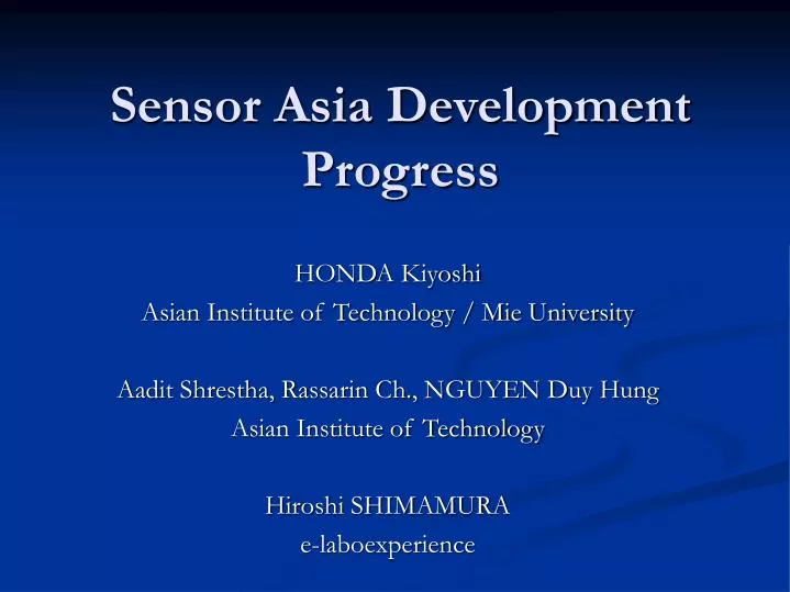 sensor asia development progress