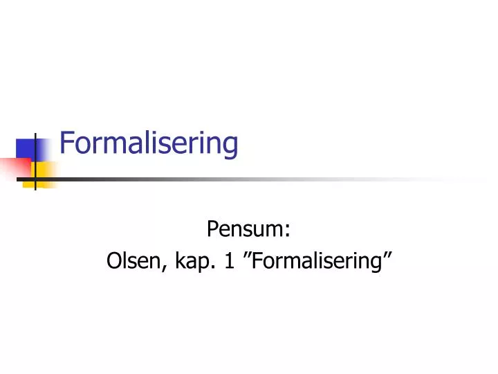 formalisering