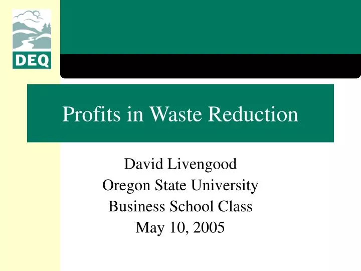 profits in waste reduction