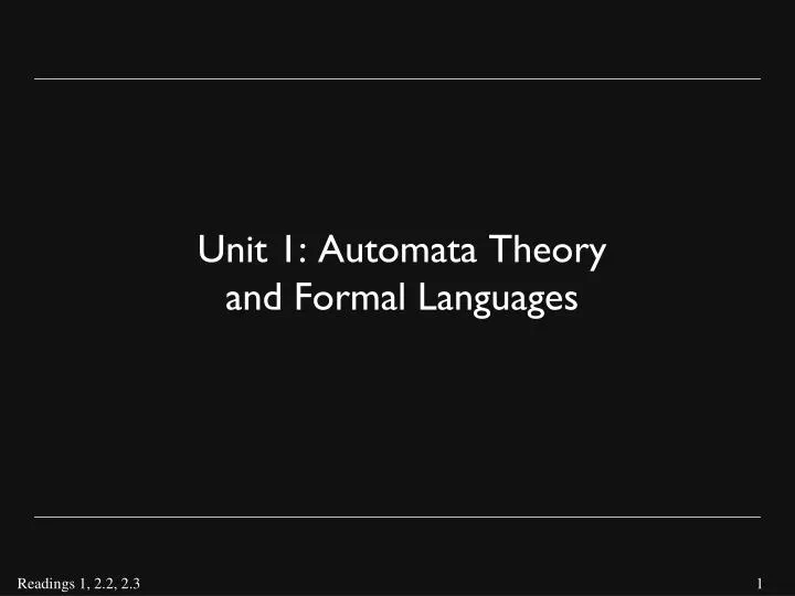 unit 1 automata theory and formal languages