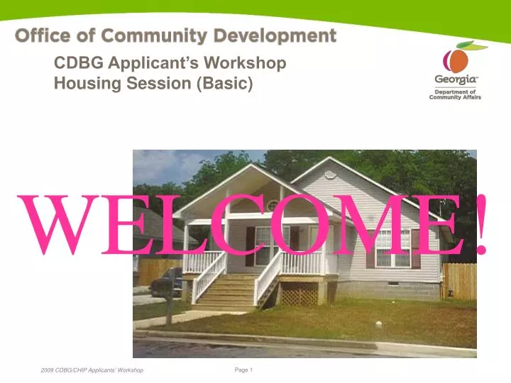 cdbg applicant s workshop housing session basic