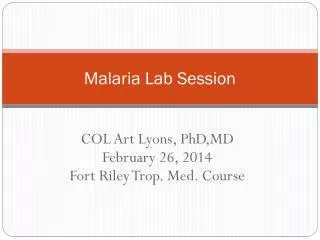 Malaria Lab Session