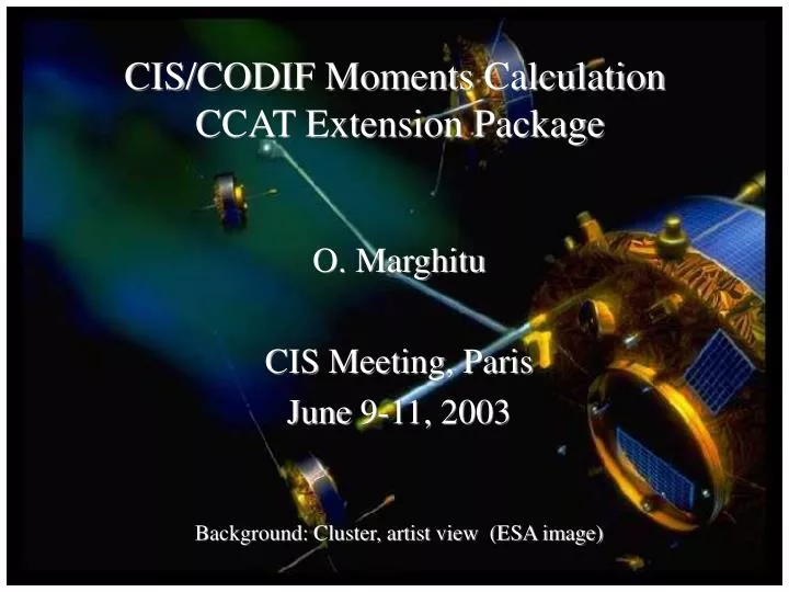 cis codif moments calculation c cat extension package
