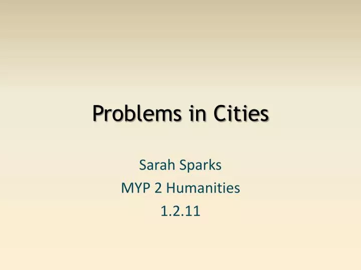 problems in cities