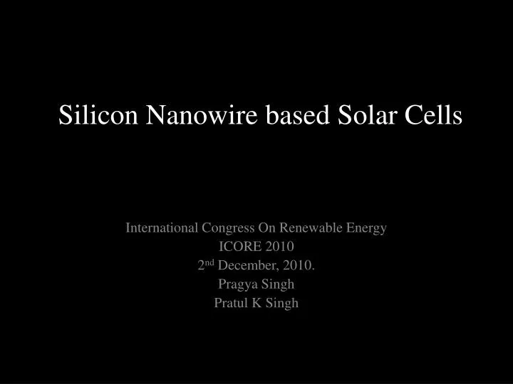 silicon nanowire based solar cells