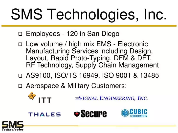sms technologies inc