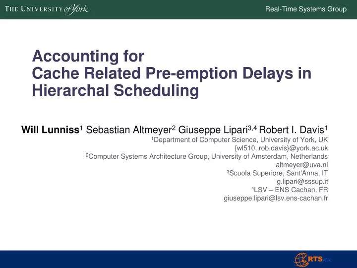 accounting for cache related pre emption delays in hierarchal scheduling