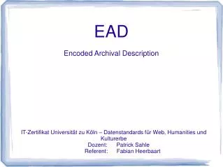 ead encoded archival description