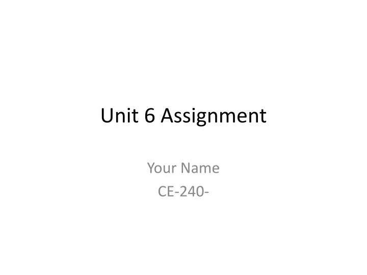 unit 6 assignment