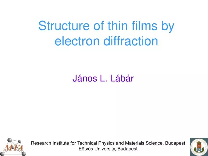 structure of thin films by electron diffraction