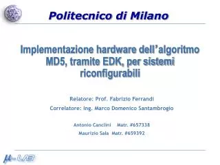implementazione hardware dell algoritmo md5 tramite edk per sistemi riconfigurabili