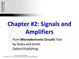 Chapter #2: Signals and Amplifiers