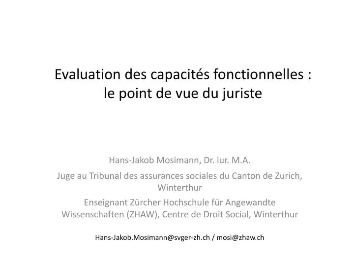 evaluation des capacit s fonctionnelles le point de vue du juriste