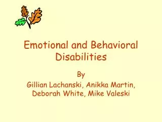 Emotional and Behavioral Disabilities