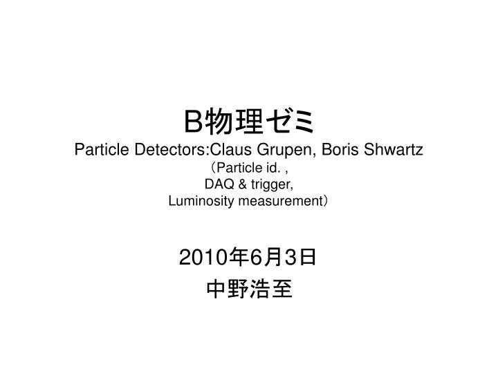 b particle detectors claus grupen boris shwartz particle id daq trigger luminosity measurement