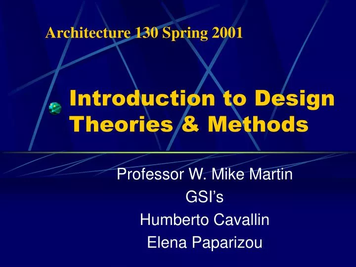 introduction to design theories methods