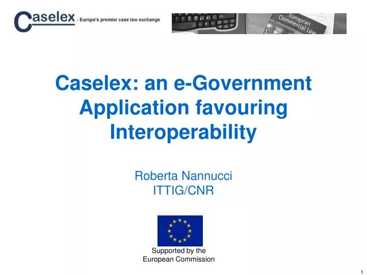 caselex an e government application favouring interoperability roberta nannucci ittig cnr