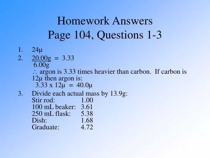 homework answers page 104 questions 1 3