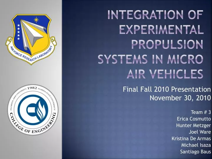integration of experimental propulsion systems in micro air vehicles
