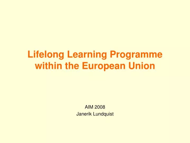 lifelong learning programme within the european union