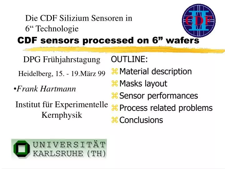 cdf sensors processed on 6 wafers
