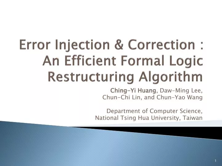 error injection correction an efficient formal logic restructuring algorithm