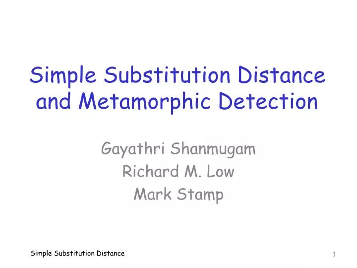 simple substitution distance and metamorphic detection