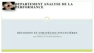 departement analyse de la performance