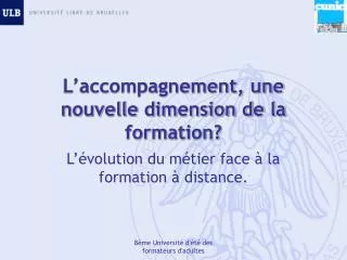 l accompagnement une nouvelle dimension de la formation