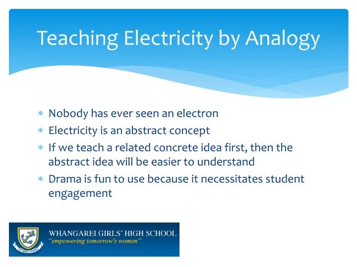 teaching electricity by analogy