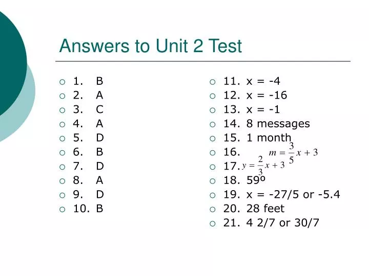 answers to unit 2 test