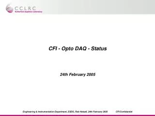 CFI - Opto DAQ - Status