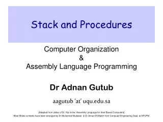 Stack and Procedures