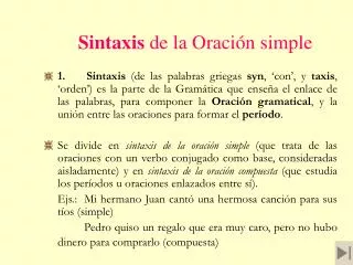 sintaxis de la oraci n simple