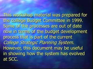 Budget Committee Workshop