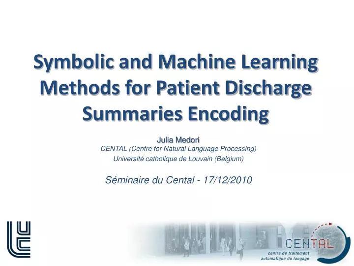 symbolic and machine learning methods for patient discharge summaries encoding