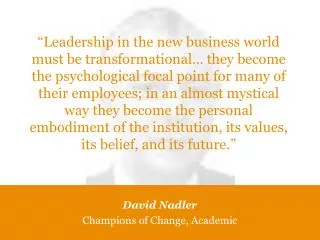 David Nadler Champions of Change, Academic
