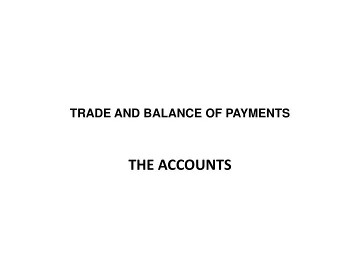 trade and balance of payments